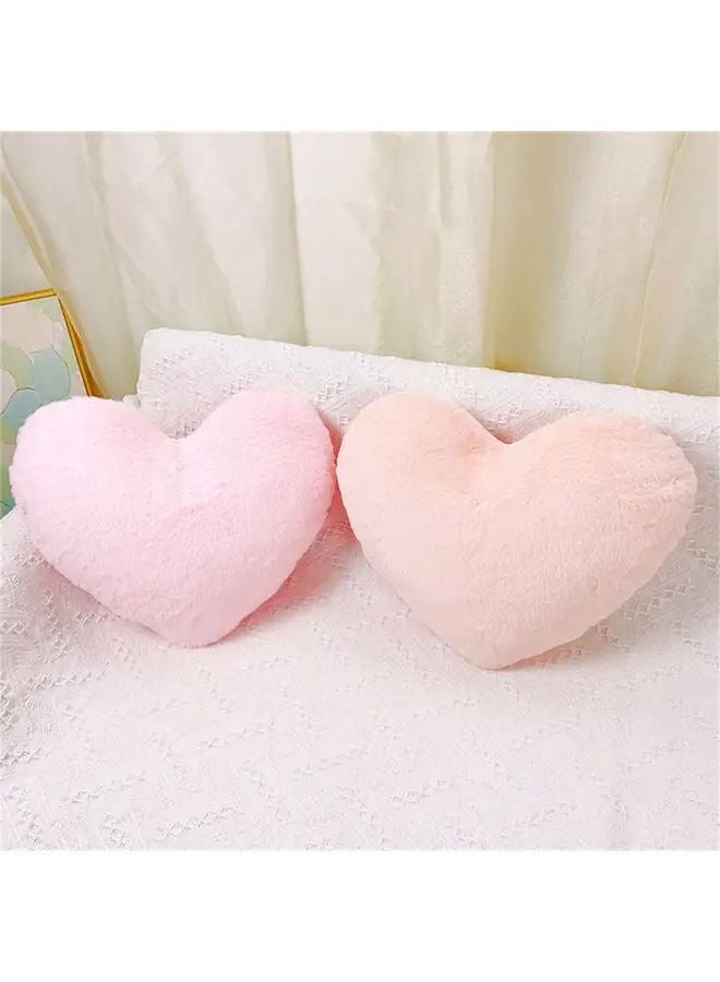 Pink Heart Shaped Throw Pillow Soft Fluffy Romantic Flower Pattern Sofa Bed Decor 33x25cm - Image 5